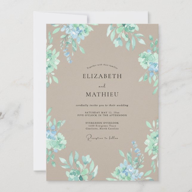 Invitación Boda Botánica Tan Tranquila (Anverso)
