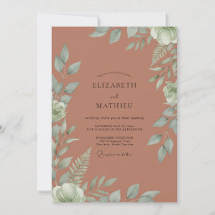 Invitación Boda Botánica Terracota Silenciada
