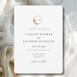 Invitación Boda Botánica Terrosa de Cobre con Monograma Elega
