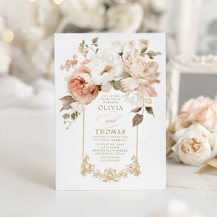 Invitación Boda Botánica Terrosa de Rosa Polvorienta y Beige