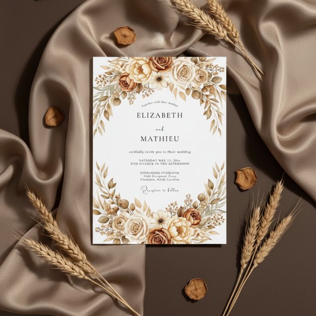 Invitación Boda Botánica Terrosa Ocre (Subido por el creador)