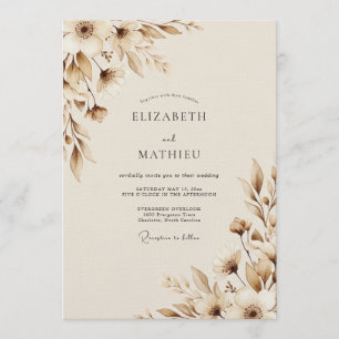 Invitación Boda Botánica Terrosa Sepia