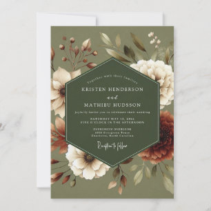 Invitación Boda Botánica Terrosa Verde Salvia