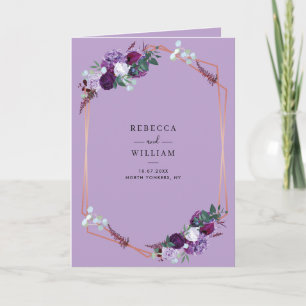 Invitación Boda botánica todo en uno floral lila púrpura