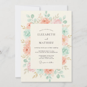 Invitación Boda Botánica Tranquila de Melocotón