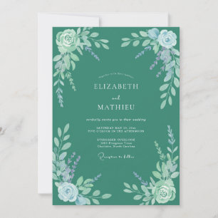 Invitación Boda Botánica Tranquila en Verde Jade