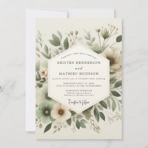 Invitación Boda Botánica Tranquila en Verde Salvia