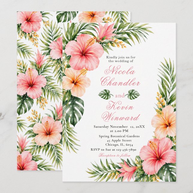 Invitación Boda Botánica Tropical (Anverso / Reverso)