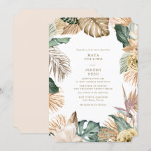 Boda Botánica Tropical Floral Dorado Malva