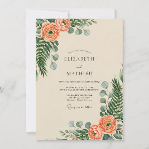Invitación Boda Botánica Verdante de Melocotón