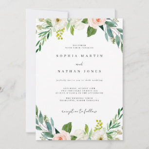 Invitación Boda Botánica Verde Acuarela Rubor