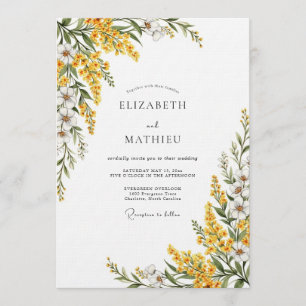 Invitación Boda Botánica Verde Amarillo