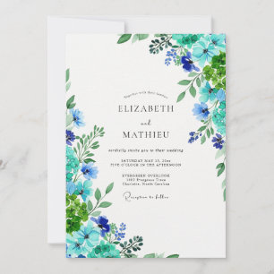 Invitación Boda Botánica Verde Azul Animada