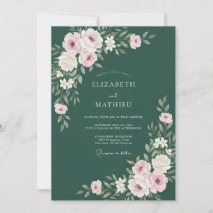 Invitación Boda Botánica Verde Bosque Pulida