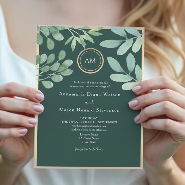 Invitación Boda Botánica Verde Esmeralda (Subido por el creador)