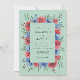 Invitación Boda Botánica Verde Menta Intenso