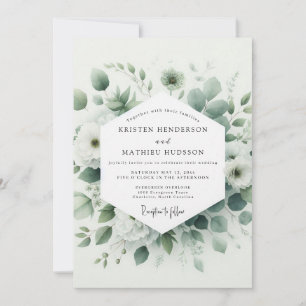 Invitación Boda Botánica Verde Salvia