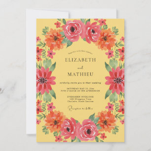 Invitación Boda Botánica Vibrante de Verano Amarillo