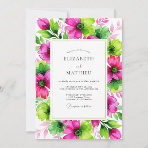 Invitación Boda Botánica Vibrante Magenta Lima