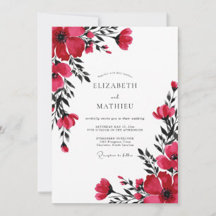 Invitación Boda Botánica Vibrante Roja