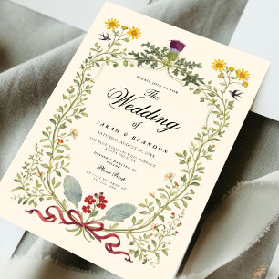 Invitación Boda botánica victoriana de lujo