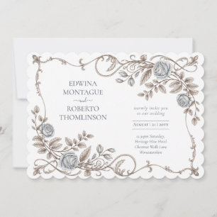Invitación Boda Botánica Victoriana Elegante Patrimonio