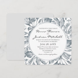 Invitación Boda Botánica Vintage Gris