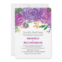 Boda botánico acuarela morado floral