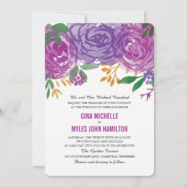 Invitación Boda botánico acuarela morado floral