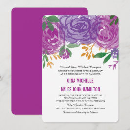 Invitación Boda botánico acuarela morado floral