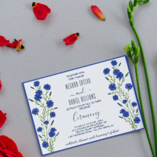 Invitación Boda Botánico Azul de Cornflower