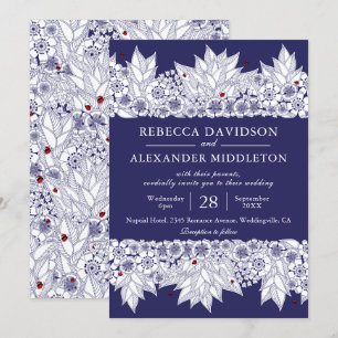 Invitación Boda Botánico Azul de la Marina Rusa