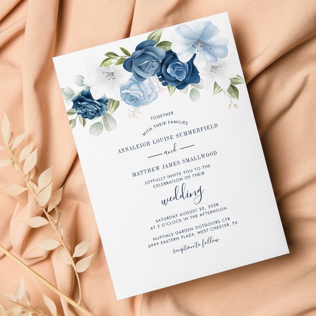 Invitación Boda Botánico Azul Dusty (Subido por el creador)