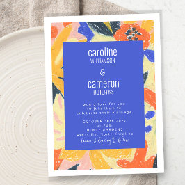 Invitación Boda botánico azul y amarillo de Artsy
