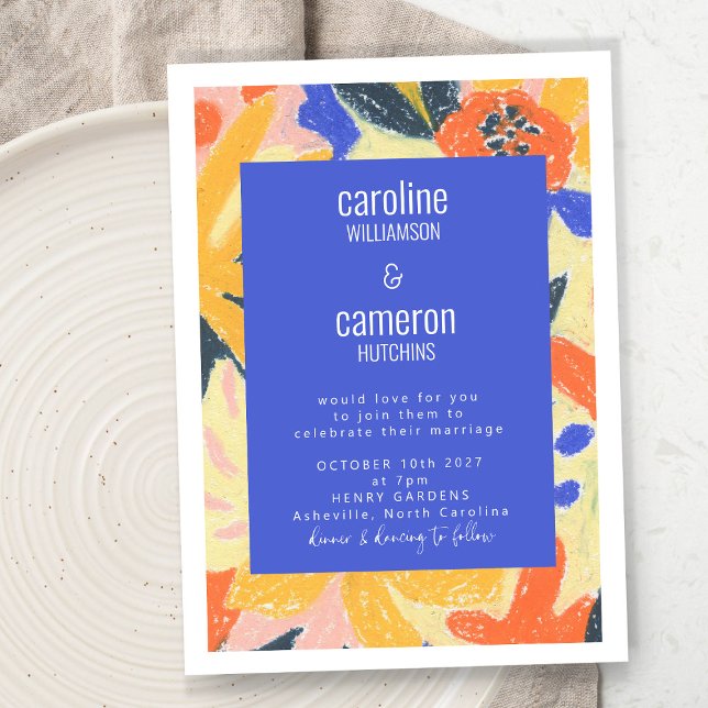 Invitación Boda botánico azul y amarillo de Artsy (Subido por el creador)