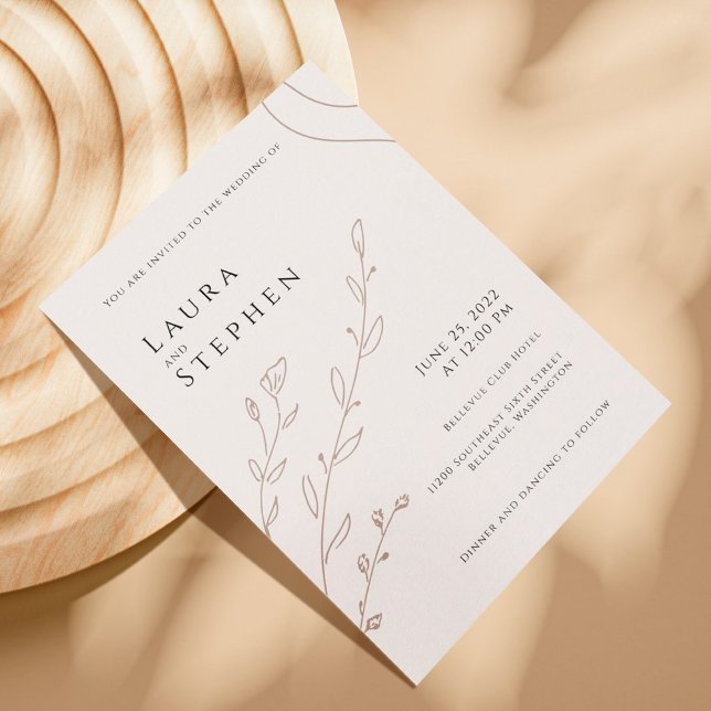Invitación Boda Botánico Beige Neutral Moderno (Subido por el creador)