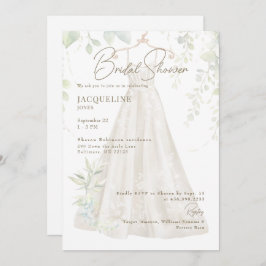 Invitación Boda Botánico Blanco Vestido Bridal Shower II