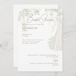 Invitación Boda Botánico Blanco Vestido Ducha Bridal