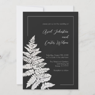 Invitación Boda Botánico Blanco y Negro Moderno