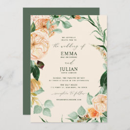 Invitación Boda Botánico Boho Greenery Elegant Peach