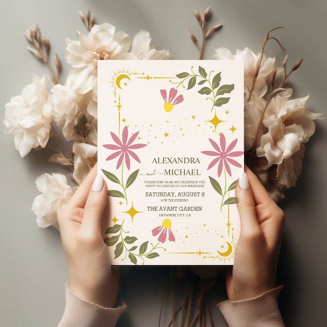 Invitación Boda Botánico Celestial Verde Vintage (Subido por el creador)
