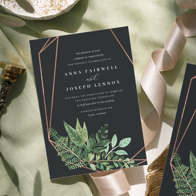 Invitación Boda botánico de acuarela geométrica de invernader (Subido por el creador)