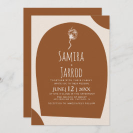 Invitación Boda botánico de arca natural dibujado a mano bohe