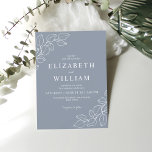 Invitación Boda botánico de arte de la línea azul turbulenta<br><div class="desc">arte en línea eucalipto polvorienta invitación a la boda minimalista botánica azul. ¡Personalizable</div>