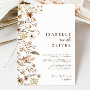 Invitación Boda Botánico de Boho Autumn Fall Wildflower