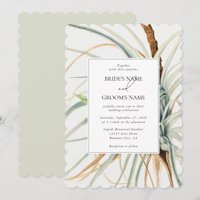 Invitación Boda botánico de Boho Neutral Rustic Watercolor (Anverso / Reverso)
