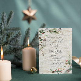 Invitación Boda botánico de caligrafía de birch de invierno r