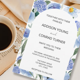 Invitación Boda botánico de color azul caprichoso