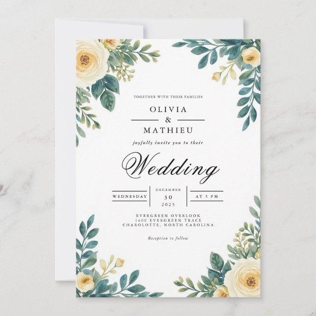 Invitación Boda botánico de Creamy Floral Arch (Anverso)