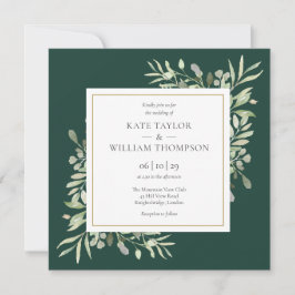 Invitación Boda botánico de Emerald Green Greenery